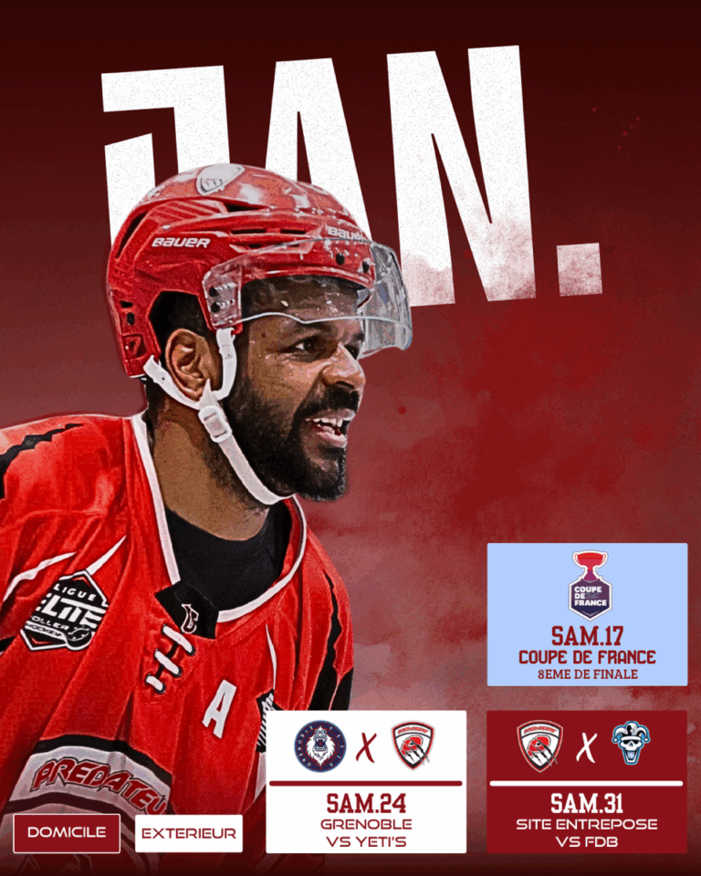 Image de présentation du calendrier de Janvier en elite 2025-2026 des prédateurs de Vierzon